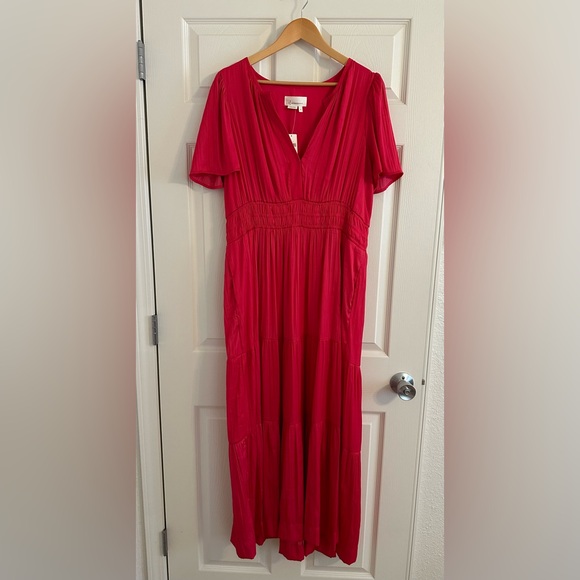 NWT Anthropologie Somerset Maxi Dress Magenta - Picture 2 of 6
